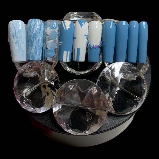 20 piece press on nail set Abstract Blue