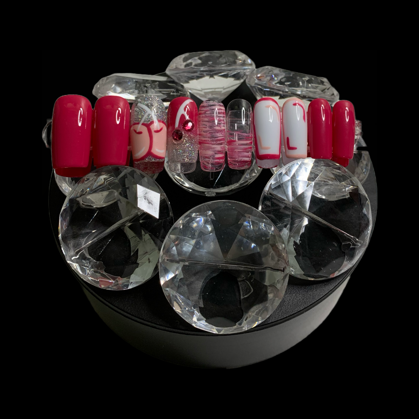 20 Piece Press On Nail set  Wild Cherry